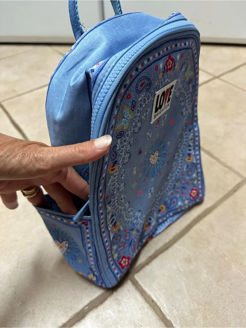 Brighton Blue Floral Paisley Bandana Backpack